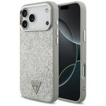 Etui Guess Glitter Triangle Logo MagSafe do iPhone 17 Pro Max / 18 Pro Max srebrny