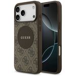 Etui Guess 4G Circle Classic Logo MagSafe do iPhone 17 Pro Max / 18 Pro Max brązowy