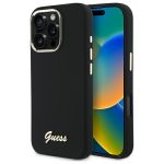 Guess GUHCP16LSMBSLK iPhone 16 Pro 6.3" czarny/black hardcase Silicone Script Metal Logo & Frame