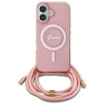 Guess GUHMP16SHCTSGNSP iPhone 16 6.1" różowy/pink hardcase Crossbody Cord Script MagSafe