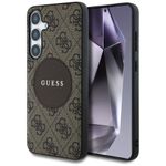 Etui Guess 4G Round Patch Classic Logo MagSafe do Samsung Galaxy S25 brązowy