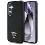 Etui Guess Grained Hot Stamp Peony Pattern Triangle Logo MagSafe do Samsung Galaxy S25 czarny