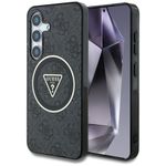 Etui Guess 4G Glitter Triangle Buttons MagSafe do Samsung Galaxy S25+ czarny