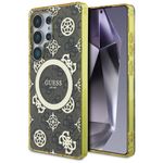 Etui Guess 4G Background Gold Electroplated Peony Pattern MagSafe do Samsung Galaxy S25 Ultra brązowy
