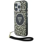 Etui Guess HC IML Leopard Triangle Cord Strap do iPhone 16 Pro Max MagSafe brązowy