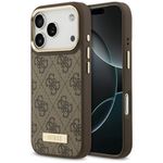 Etui Guess 4G Logo Plate MagSafe do iPhone 17 Pro / 18 Pro brązowy
