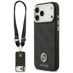 Etui Guess 4G Strass Logo & Big Strap Metal Buttons MagSafe do iPhone 17 Pro Max / 18 Pro Max czarny