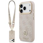 Etui Guess 4G Strass Logo & Big Strap Metal Buttons MagSafe do iPhone 17 Pro / 18 Pro różowy