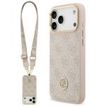 Etui Guess 4G Strass Logo & Big Strap Metal Buttons MagSafe do iPhone 17 Pro Max / 18 Pro Max różowy