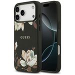 Etui Guess Grained Flowers Classic Logo MagSafe do iPhone 17 Pro Max / 18 Pro Max czarny