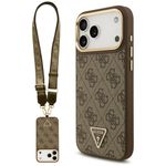 Etui Guess 4G Triangle Logo & Big Strap Metal Buttons MagSafe do iPhone 17 Pro Max / 18 Pro Max brązowy
