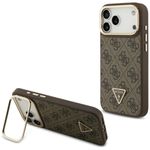 Etui Guess 4G PU Triangle Logo & Stand Camera Magsafe do iPhone 17 Pro Max / 18 Pro Max brązowy