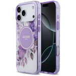 Etui Guess IML Flower & Tonal Circle MagSafe do iPhone 17 Pro Max / 18 Pro Max fioletowy