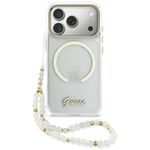 Etui Guess IML Glitters Script Strap MagSafe do iPhone 17 Pro / 18 Pro przezroczysty