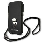 Karl Lagerfeld Torebka KLHCP12LOPHKMK 6,7" czarny/black hardcase Saffiano Ikonik Karl`s