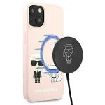 Karl Lagerfeld KLHMP13MSSKCI iPhone 13/ 14 / 15 6,1" hardcase jasnoróżowy/light pink Silicone Ikonik Karl & Choupette Magsafe