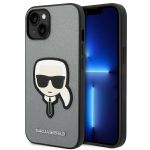 Karl Lagerfeld KLHCP14SSAPKHG iPhone 14 / 15 / 13 6,1" srebrny/silver hardcase Saffiano Karl`s Head Patch