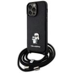 Karl Lagerfeld KLHCP13XSAKCPSK iPhone13 Pro Max 6.7" hardcase czarny/black Crossbody Saffiano Metal Pin Karl & Choupette