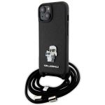 Karl Lagerfeld KLHCP15SSAKCPSK iPhone 15 / 14 / 13 6.1" hardcase czarny/black Crossbody Saffiano Metal Pin Karl & Choupette