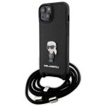 Karl Lagerfeld KLHCP15SSASKNPSK iPhone 15 / 14 / 13 6.1" hardcase czarny/black Crossbody Saffiano Monogram Metal Pin Karl & Choupette