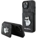 Karl Lagerfeld KLHCP15SSAKCNSCK iPhone 15 / 14 / 13 6.1" czarny/black hardcase Saffiano Cardslots and Stand Monogram Choupette