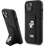 Karl Lagerfeld KLHCP15SGSAKCPK iPhone 15 / 14 / 13 6.1" czarny/black hardcase Gripstand Saffiano Karl&Choupette Pins