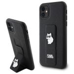 Karl Lagerfeld KLHCN61GSACHPK iPhone 11 / Xr 6.1" czarny/black hardcase Gripstand Saffiano Choupette Pins