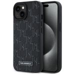 Karl Lagerfeld KLHMP15SPKHPORPK iPhone 15 / 14 / 13 6.1" hardcase czarny/black Leather Monogram Metal Logo MagSafe