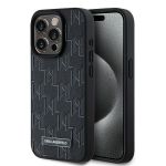 Karl Lagerfeld KLHMP15XPKHPORPK iPhone 15 Pro Max 6.7" hardcase czarny/black Leather Monogram Metal Logo MagSafe