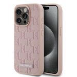 Karl Lagerfeld KLHMP15LPKHPORPP iPhone 15 Pro 6.1" hardcase różowy/pink Leather Monogram Metal Logo MagSafe
