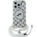 Karl Lagerfeld KLHMP15LHCKCKLCT iPhone15 Pro 6.1" transparent hardcase IML Crossbody Monogram Karl & Choupette Head MagSafe