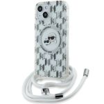 Karl Lagerfeld KLHMP15SHCKCKLCT iPhone15 / 14 / 13 6.1" transparent hardcase IML Crossbody Monogram Karl & Choupette Head MagSafe