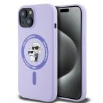 Karl Lagerfeld KLHMP15SSCMKCRHU iPhone 15 6.1" fioletowy/purple hardcase Silicone Karl&Choupette Heads Ring MagSafe