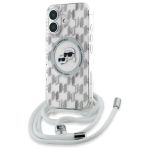 Karl Lagerfeld KLHMP16SHCKCKLCT iPhone 16 6.1" transparent hardcase IML Crossbody Monogram Karl & Choupette Head MagSafe