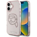 Etui Karl Lagerfeld IML Rhinestones KarlHead do iPhone 16 różowy