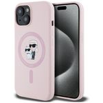 Etui Karl Lagerfeld Silicone Karl&Choupette MagSafe do iPhone 15 różowy
