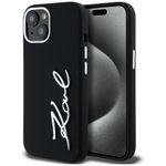 Etui Karl Lagerfeld Silicone Metal Script Logo do iPhone 15 czarny