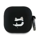 Karl Lagerfeld KLA4RUNCHK AirPods 4 / 5 cover czarny/black Silicone Choupette Head 3D