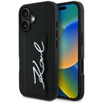 Etui Karl Lagerfeld HC Grained PU Cardslot Metal Signature do iPhone 16 czarny