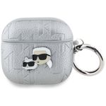 Etui Karl Lagerfeld Monogram Karl & Choupette Head do AirPods 4 / 5 srebrny