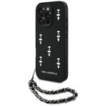 Etui Karl Lagerfeld Saffiano Crystals w/Chain do iPhone 16 Pro Max czarny