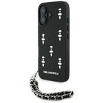 Etui Karl Lagerfeld Saffiano Crystals w/Chain do iPhone 16 czarny