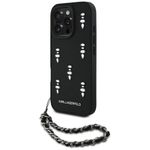 Etui Karl Lagerfeld Saffiano Crystals w/Chain do iPhone 16 Pro czarny