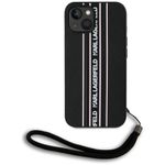 Etui Karl Lagerfeld Saffiano Athleisure Stripes Cord do iPhone 15 czarno-różowy