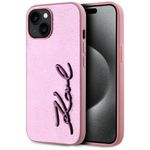 Etui Karl Lagerfeld Wrinkled Metal Signature do iPhone 15 różowy