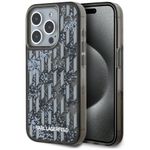 Etui Karl Lagerfeld Liquide Glitter Monogram Gradient do iPhone 15 Pro czarny