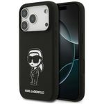 Etui Karl Lagerfeld Silicone Karl Sketch & Logo MagSafe do iPhone 17 Pro / 18 Pro czarny
