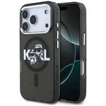 Etui Karl Lagerfeld IML Glitter Karl & Choupette Sketch Logo MagSafe do iPhone 17 Pro / 18 Pro czarny