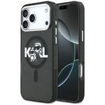 Etui Karl Lagerfeld IML Glitter Karl & Choupette Sketch Logo MagSafe do iPhone 17 Pro Max / 18 Pro Max czarny