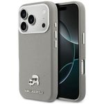 Etui Karl Lagerfeld Karl & Choupette Head Pins Saffiano MagSafe do iPhone 17 Pro Max / 18 Pro Max szary